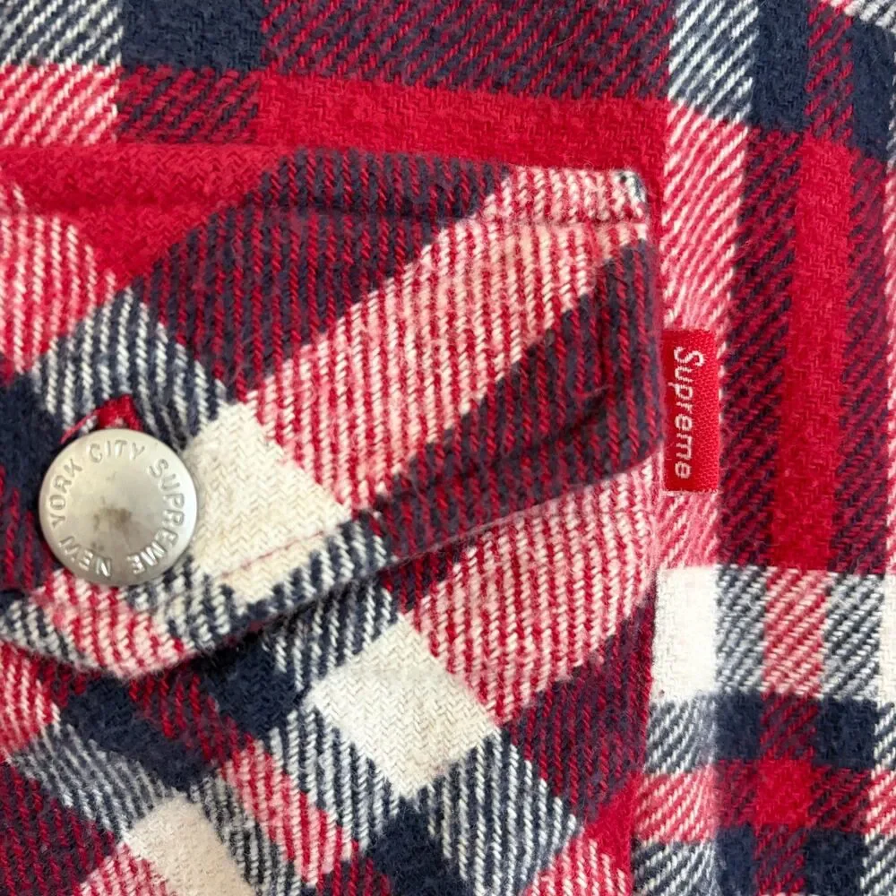 Supreme Plaid Quilted Shirt Jacket Red Flannel Men’s M Streetwear Box Logo